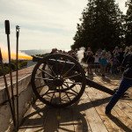 The Fort Mackinac cannon being fired.