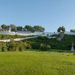 A view of Fort Mackinac from Marquette Park.