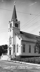 St. Anne's Church on Mackinac Island, ca. 1945. This is the building constructed in 1873. 