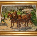 A painting of a horse and buggy by Stanley Bielecky