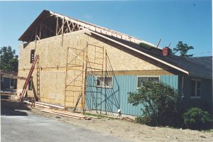 A picture of construction of an addition to the Petersen Center in Mackinaw City. 