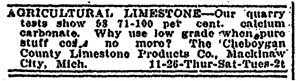 A vintage ad for limestone at the Mill Creek Quarry