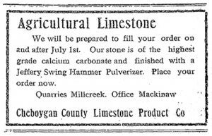 Vintage ad for limestone at Mill Creek Quarry