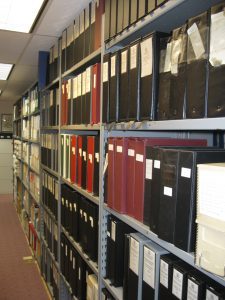 Field books stored in the Keith Widder Library in the Petersen Center in Mackinaw City. 