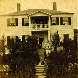 An 1880s view of the home of Magdelaine LaFramboise. 