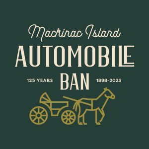 A logo for the 125th anniversary of the Mackinac Island Automobile Ban.