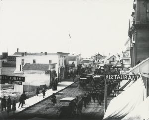 A view showing Main Street on Mackinac Island looking south. 