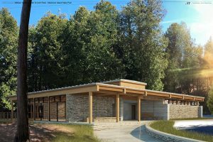 A rendering of the new Milliken Nature Center at Arch Rock. 