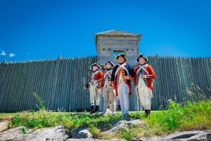 British soldiers at Colonial Michilimackinac, dressed as they would have during the American Revolution.
