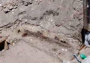 One of the cellars in the archaeological dig at Colonial Michilimackinac.