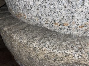 Close up of the millstones at Mill Creek showing ridges.