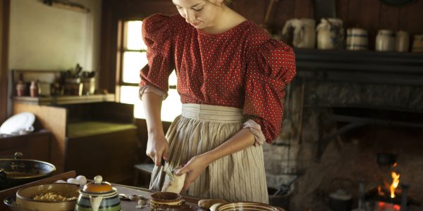 An interpreter working inside the Biddle House.