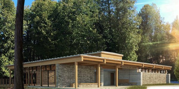 A rendering of the new Milliken Nature Center at Arch Rock.