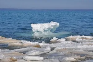 The thawing ice forming on the Great Lakes helps increase water levels with the peak usually somewhere in July.