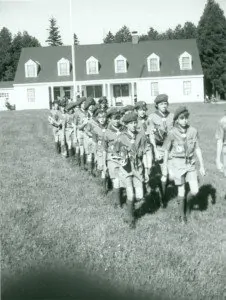 The barracks in about 1970 showing the 1961 addition to the right.
