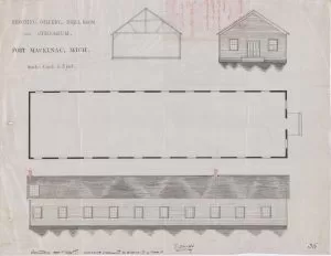 Plans for a shooting range, gallery and gymnasium from 1889.
