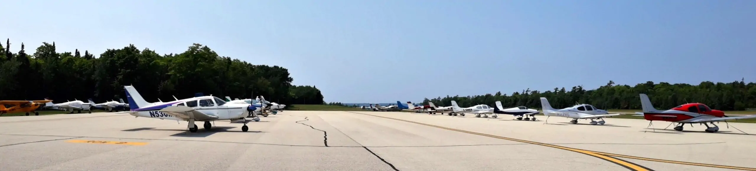 Aircraft parked at Mackinac Island Airport. 