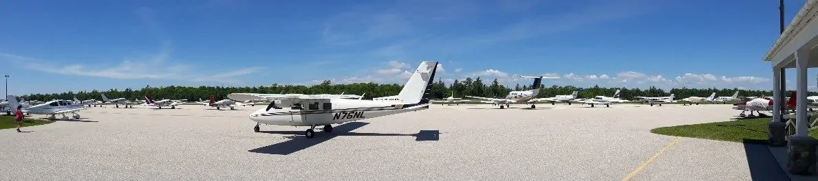 Aircraft parked at Mackinac Island Airport. 